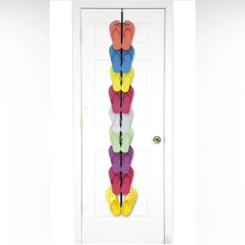 Over Door Flip Flop Organizer Holds 9 Pairs Space Saving Shoe Rack Black